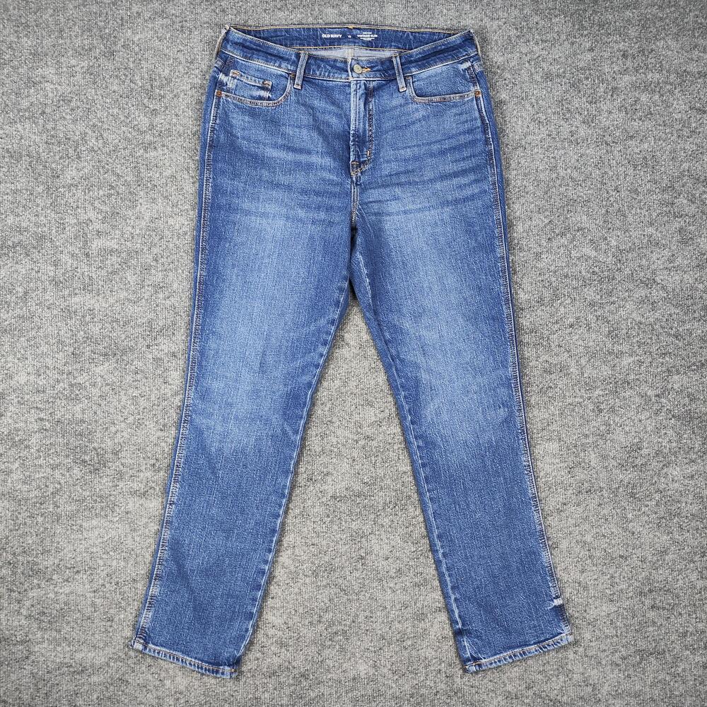 Old Navy Jeans Womens 12 Blue High Rise Vintage Slim Straight Stretch Denim